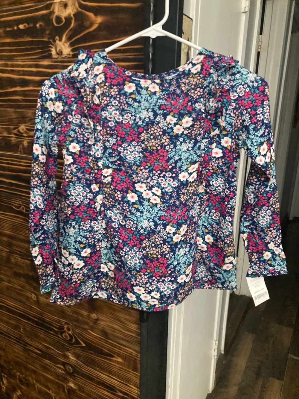 Carter's Navy Floral Long-Sleeve Tee with Pink & Blue Flowers